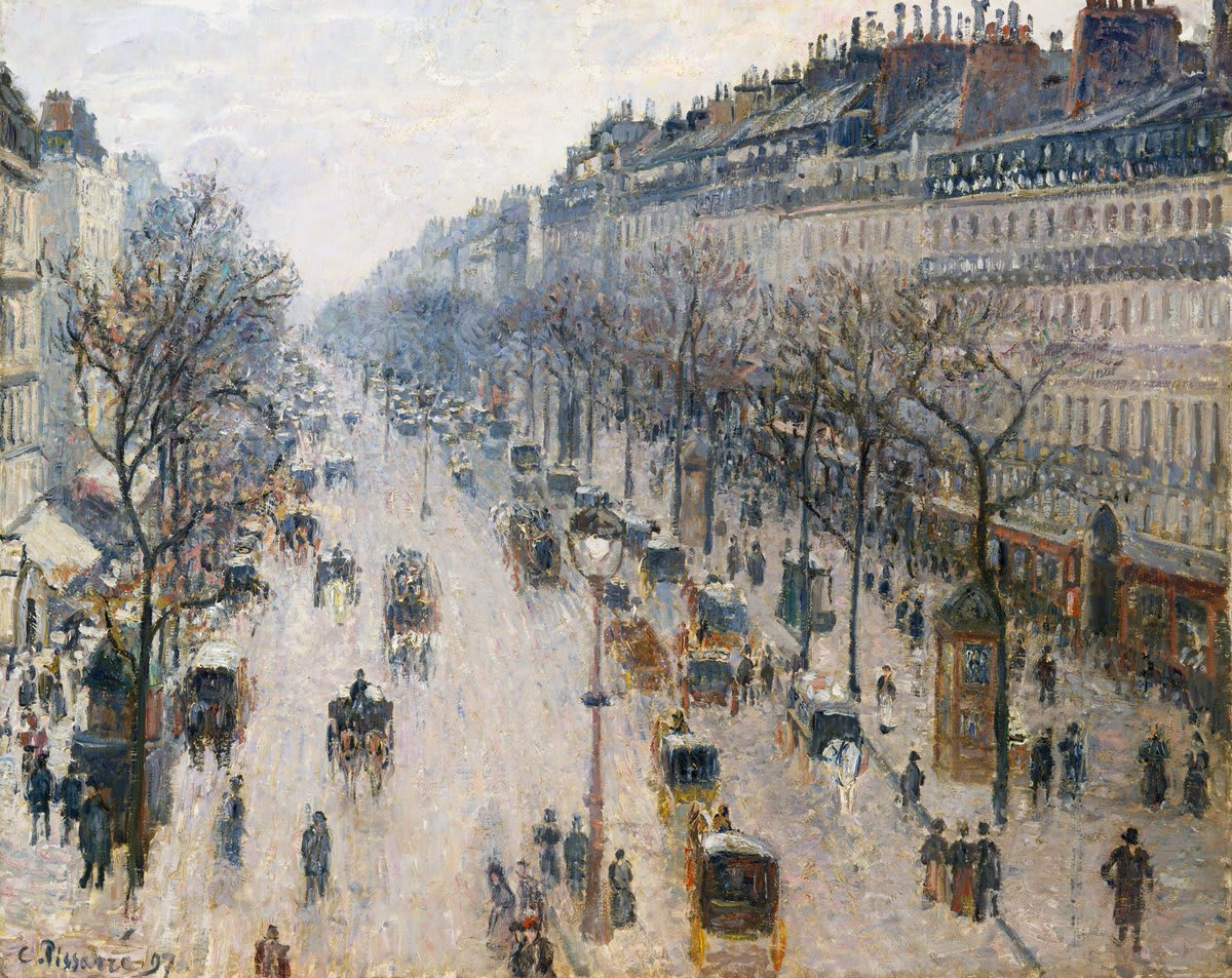 On IDPD, a look at this work by Camille #Pissarro. The birds-eye view he captured was partly due to a chronic eye condition, which led him to paint indoors. 🎨 His disability was the catalyst for creativity: the higher floors from which he painted gave him a unique perspective.