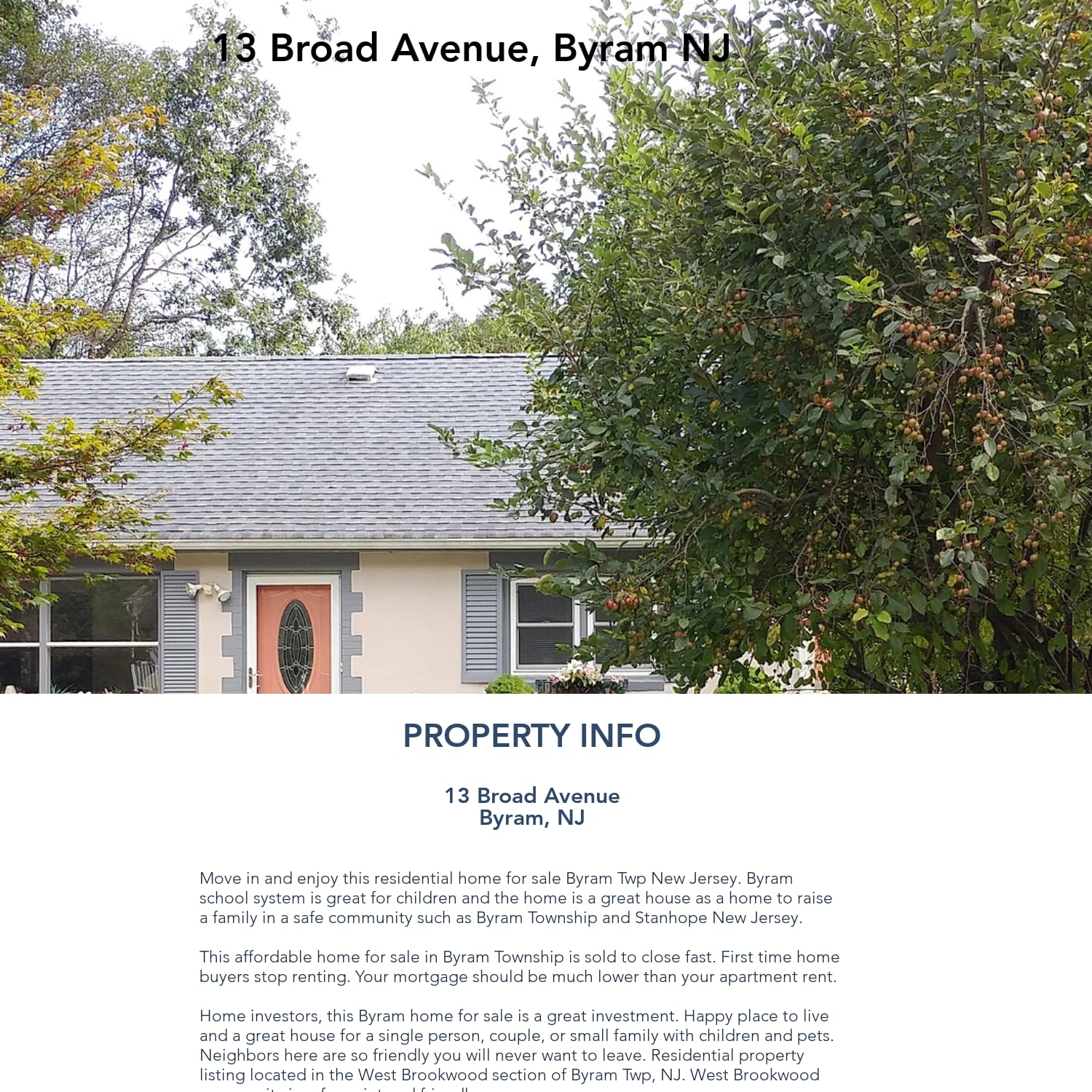 Byram Homes Properties For Sale Byram TWP, NJ