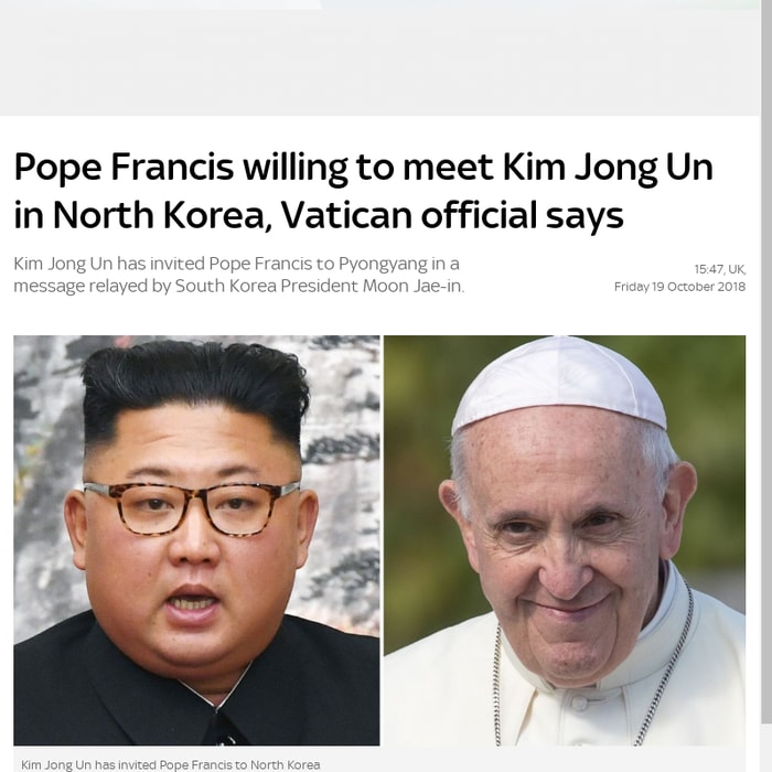 Pope Francis willing to meet Kim Jong Un in North Korea, Vatican official says