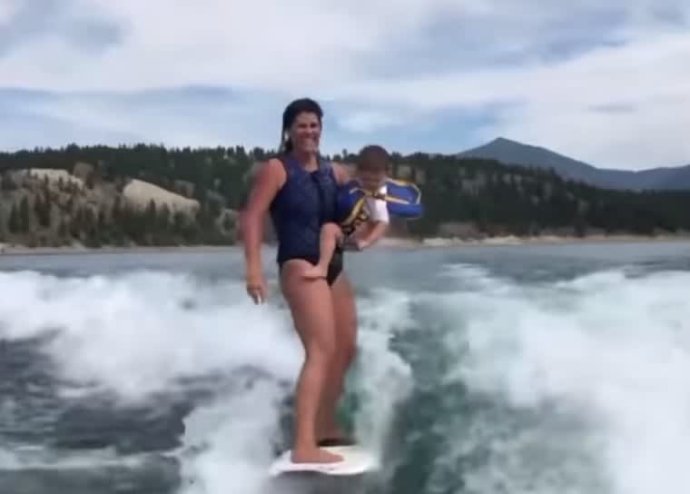 Surfing with a baby