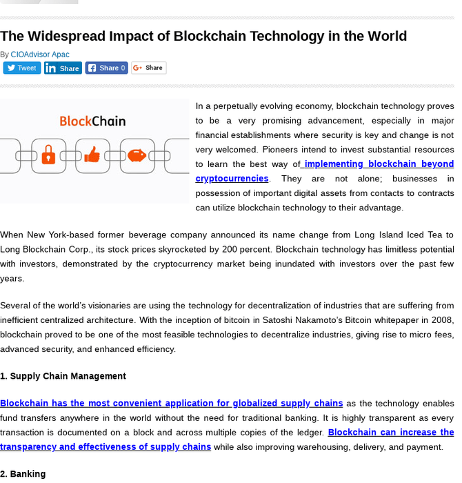 The Widespread Impact Of Blockchain Technology In The World