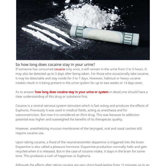 How Long Does Cocaine Stay in Your Urine - Fight Addiction