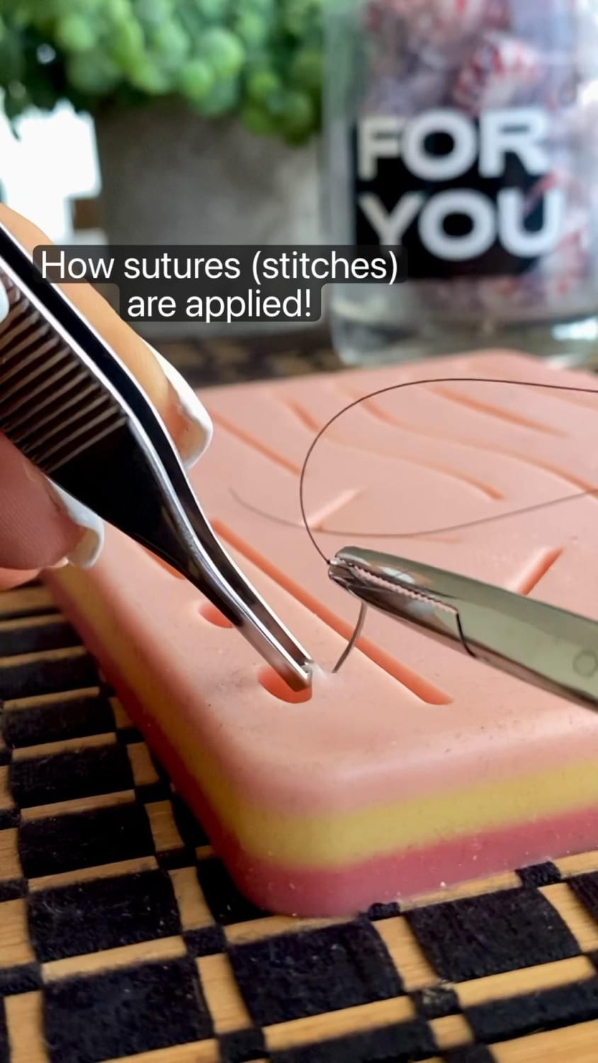 How sutures (stitches) are applied!