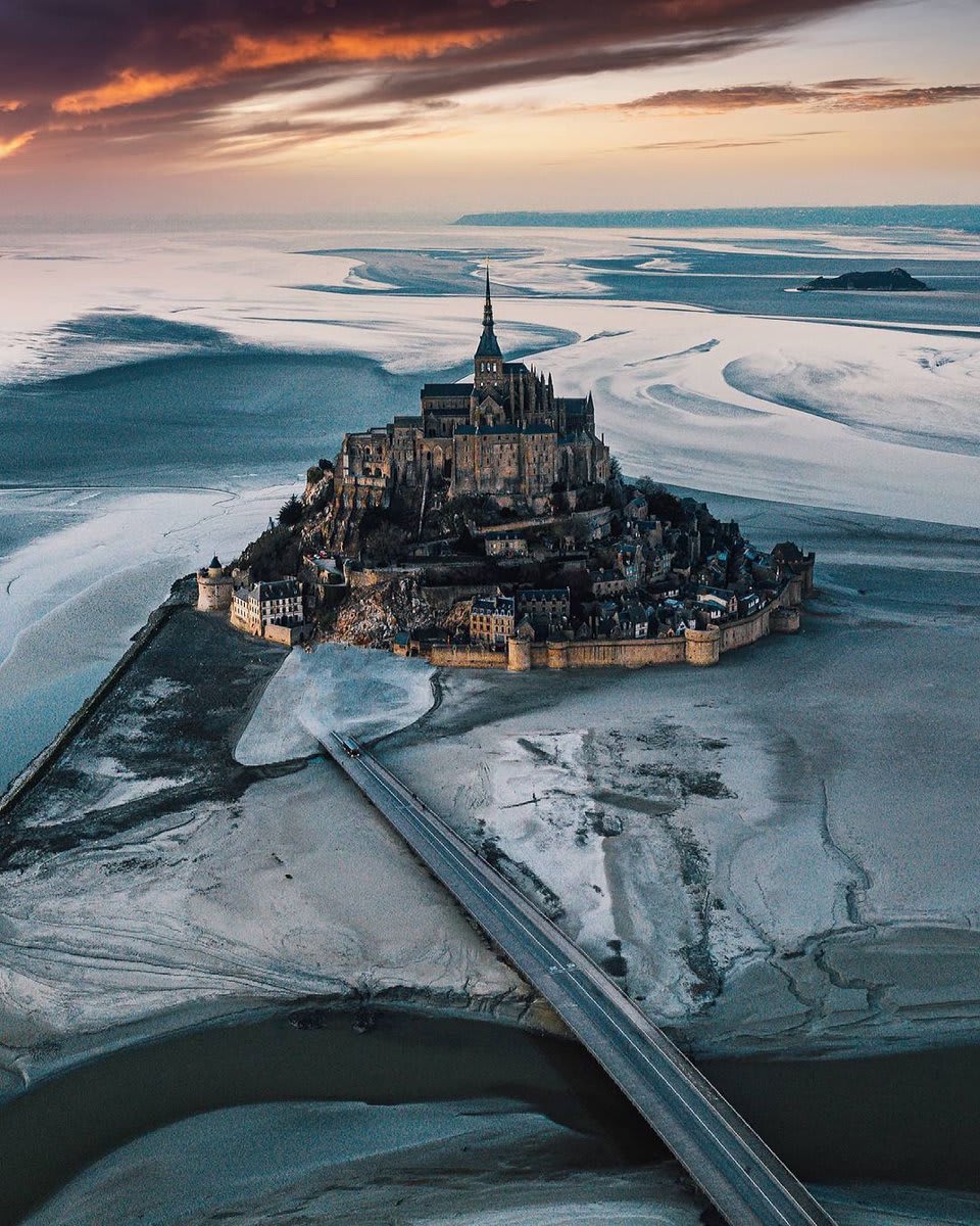An abbey built into the sea 🏰💙😍 HelloFrom Mont-Saint-Michel, Normandy, France