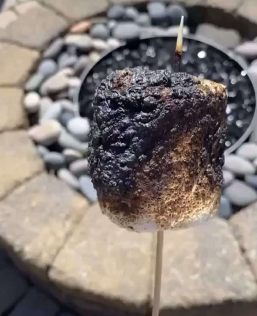 Skinning this burnt marshmallow.