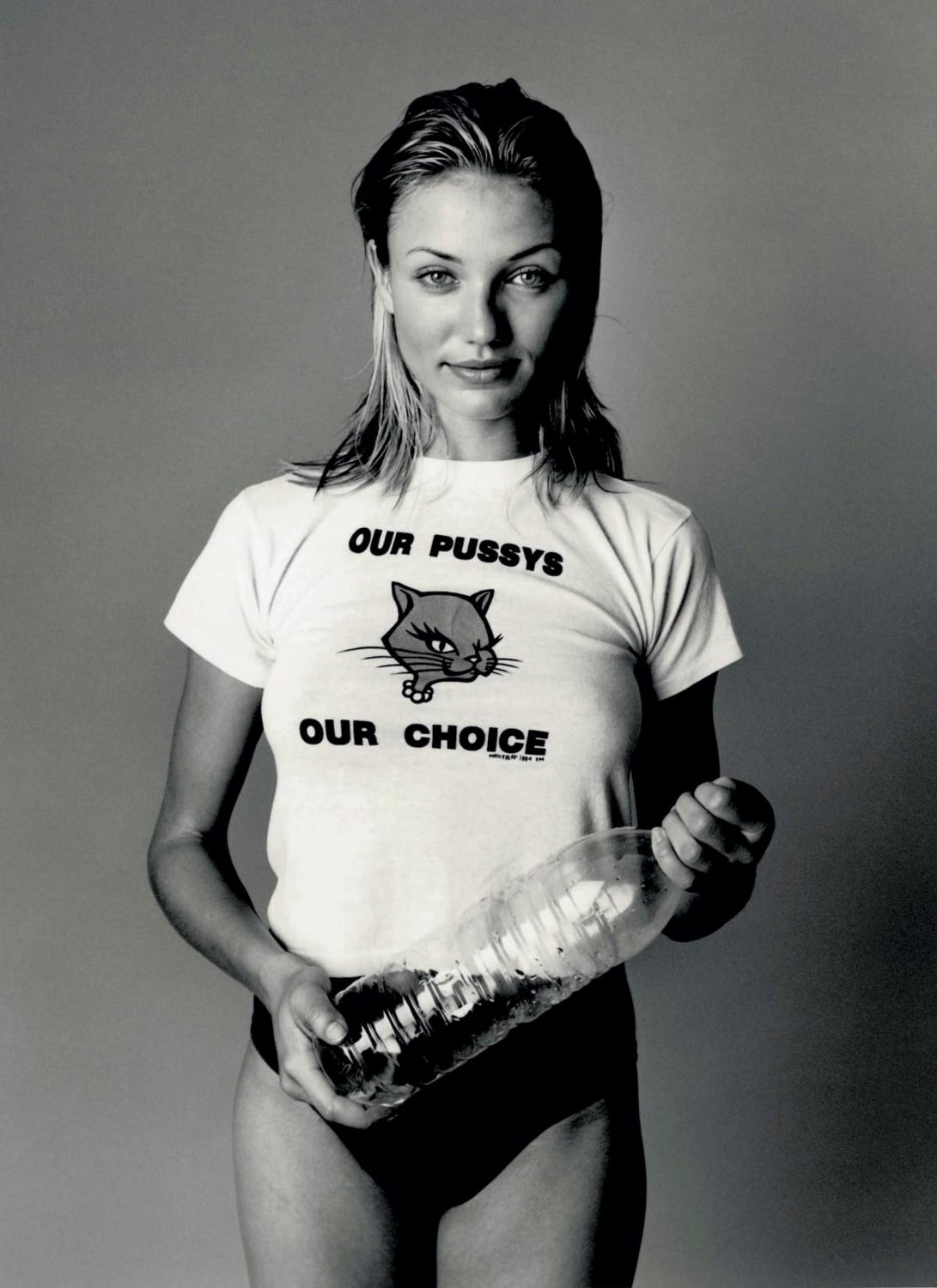 Cameron Diaz in a progressive shirt for the times, 1990s.