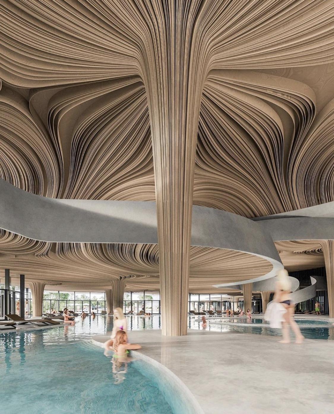 This swimming pool ceiling