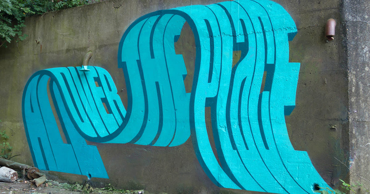 Expressive Text Loops, Folds, and Ties Itself in Knots in New Murals by Pref