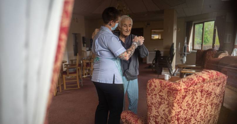 Moving Moment Carer Dances With Resident Of Home Hit By Coronavirus