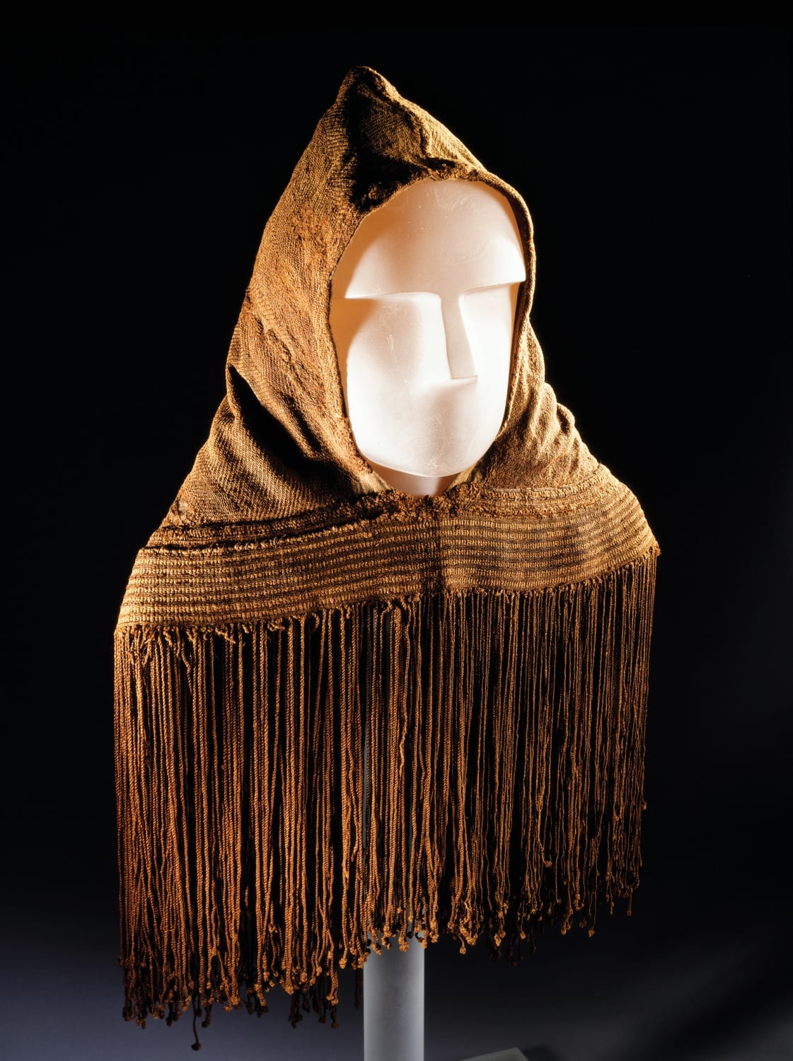 The Orkney Hood, found in a peat bog in 1867, is the only complete item of fabric clothing to have survived from early medieval Scotland. 250-615 CE, now on display at the National Museum of Scotland
