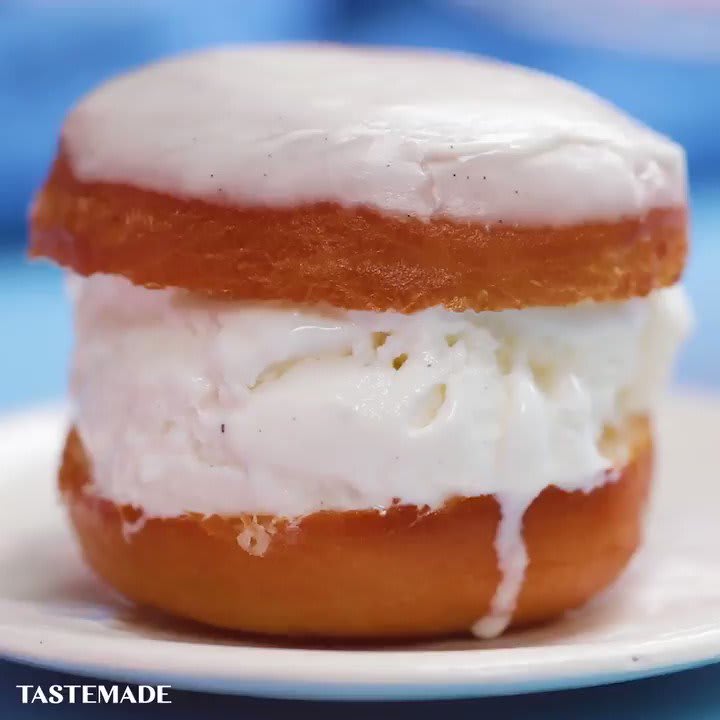 Treat your sweet tooth with this donut icecream sandwhich.