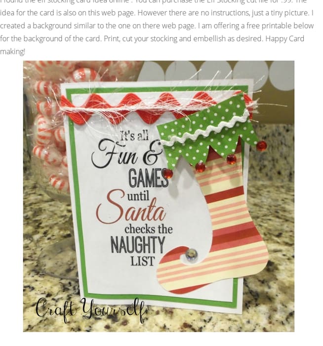 Christmas card idea's with a free printable card - Craft