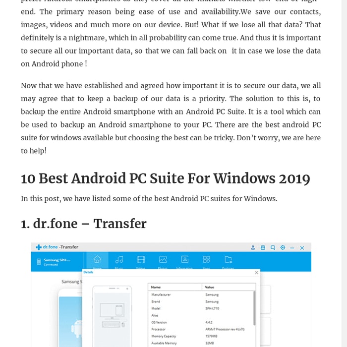 10 Best Android PC Suite For Windows 10, 8, 7