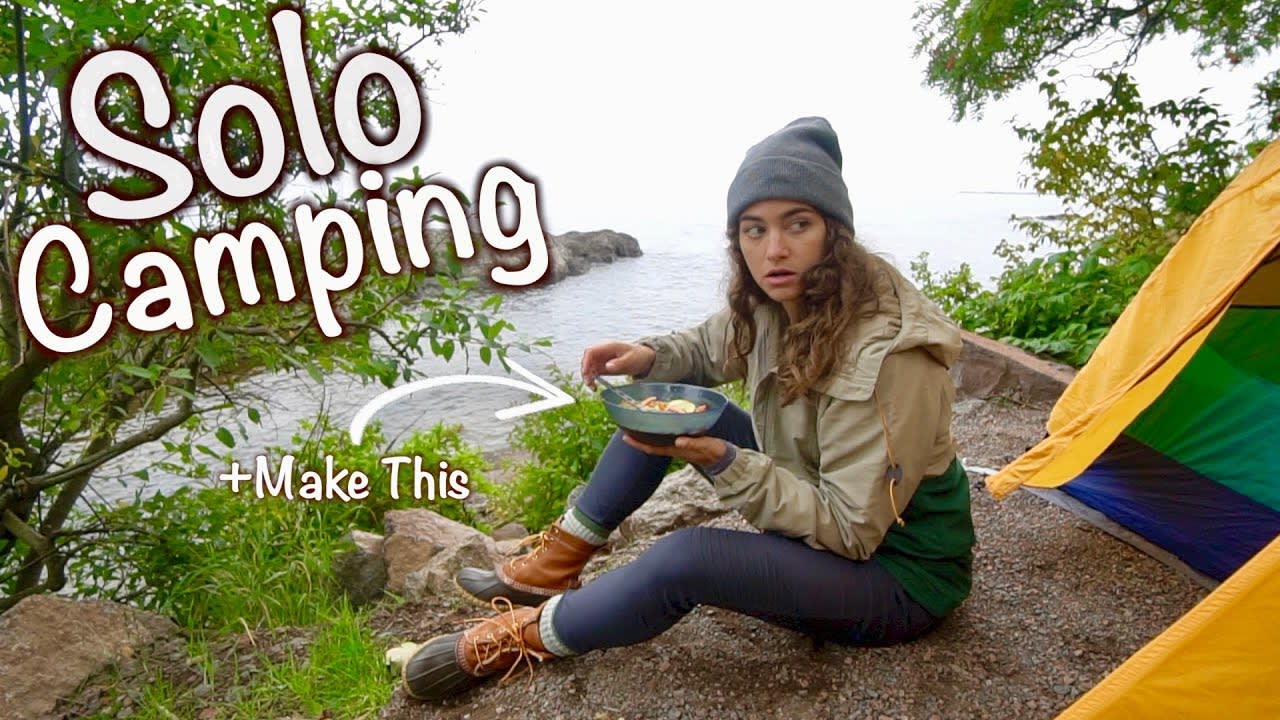 Alone in the Woods -- Solo Camping + Cooking Spicy Soup Over My Camp Stove
