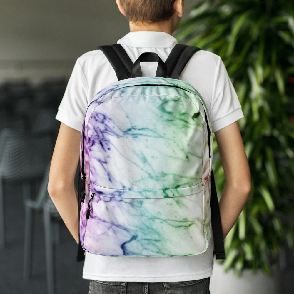 Iridescent travel backpack for men polyester and water resistant material