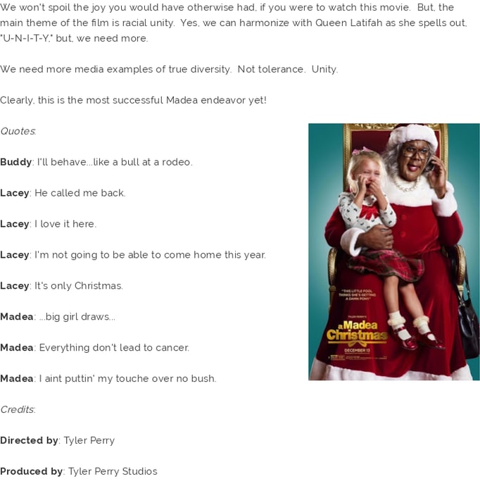 Tyler Perry's A Madea Christmas (2013): Review and Quotes