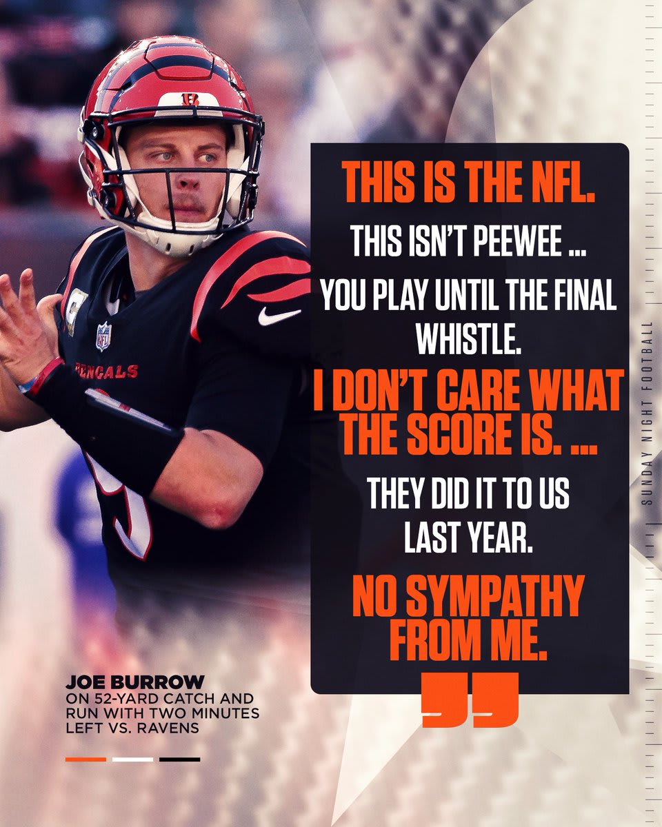 Joe Burrow had no regrets about the Bengals' mindset at the end of the game vs. Baltimore.