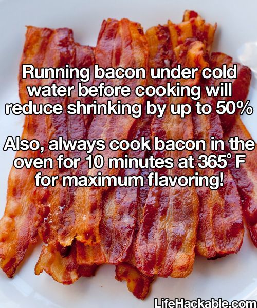 Rinse Bacon in Water Before Cooking to Reduce Shrinkage by 50 Percent