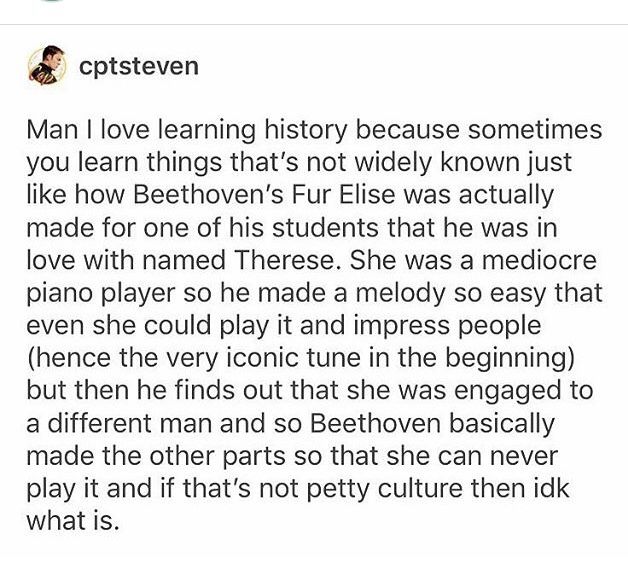 Fur Elise was for Terese to play but when he couldn’t have her he made it extremely difficult at the end | History humor, Funny quotes, History