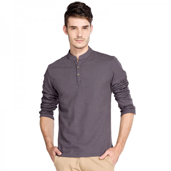 Buy Casual Retro Shirts Men Cotton Linen Loose Fit Man Shirts Long Sleeve Pullover Shirts For Men Clothes Summer Wear