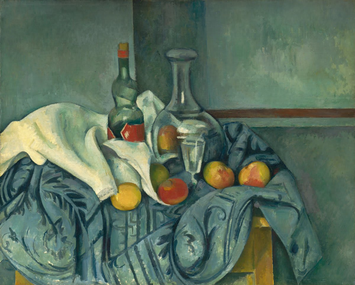 Paul Cézanne was one of the greatest painters of still life in history... 🔎 Take a close look at the 19th-century details of his striking work of art: “The Peppermint Bottle”🖌