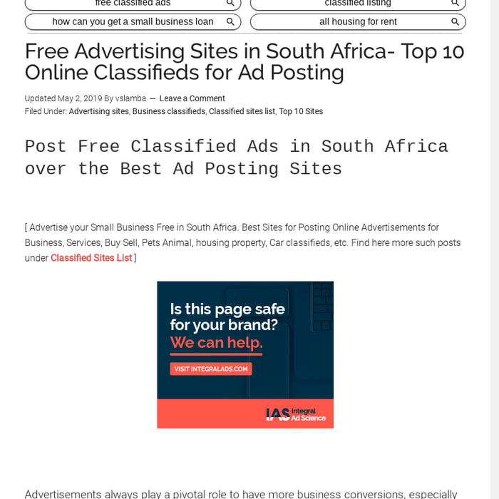 Free Advertising Sites in South Africa- Classifieds for Business Marketing