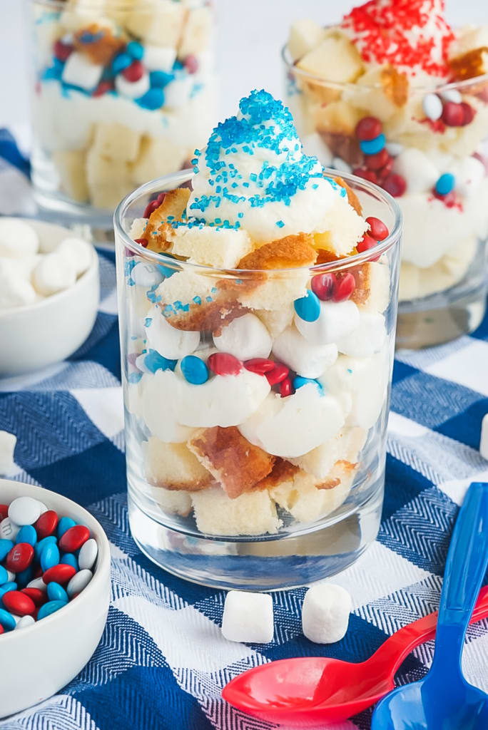 Fourth of July Pound Cake Parfaits With White Chocolate Mousse