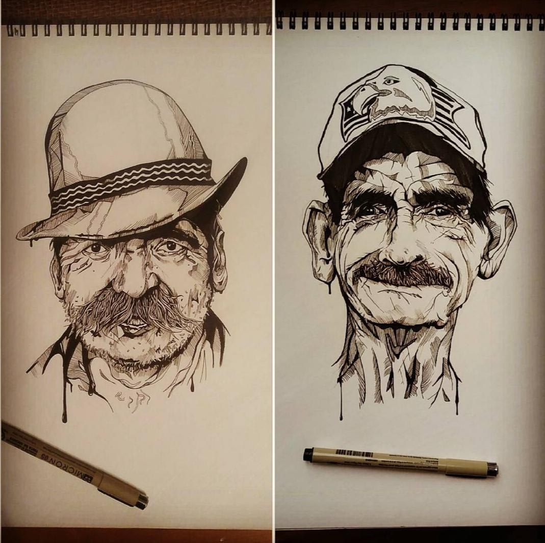 My version of the mario brothers,fineliner., Oli Whap