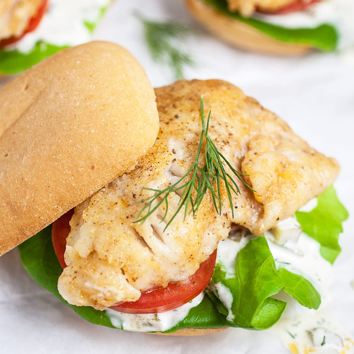 Healthy Pan Fried Walleye Fish Sandwich