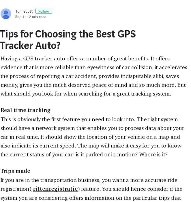 Tips for Choosing the Best GPS Tracker Auto? – Tom Scott – Medium