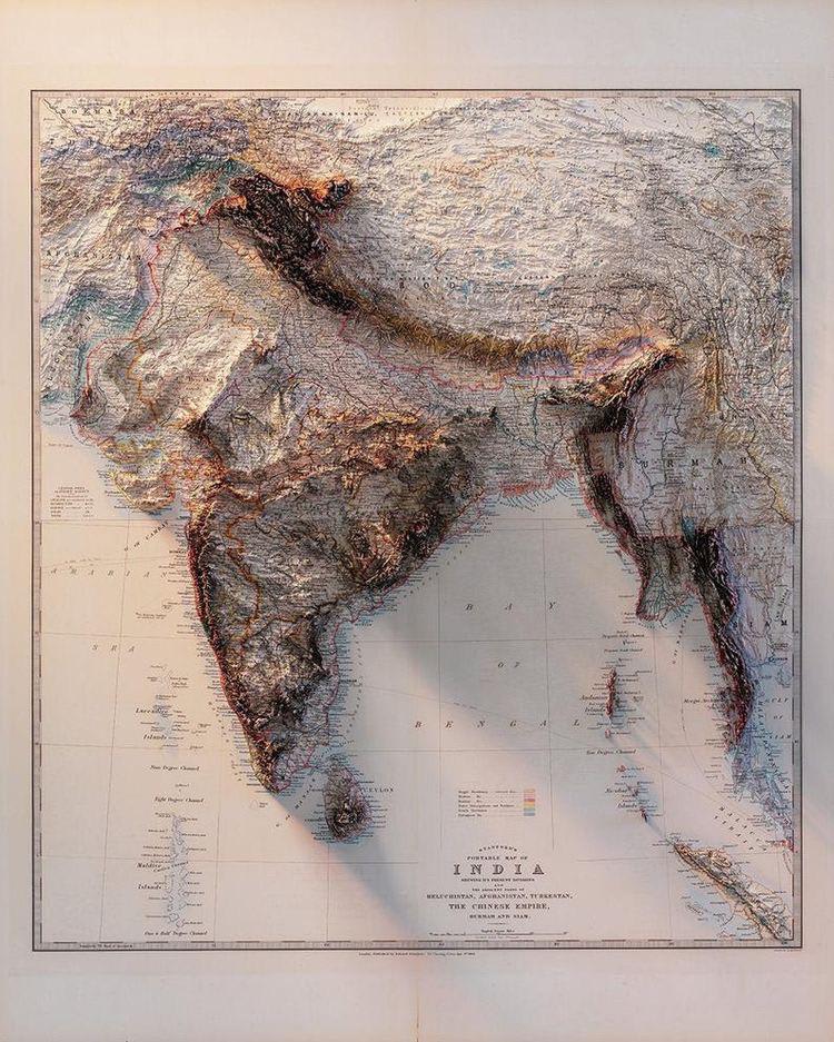 Topographic map of India