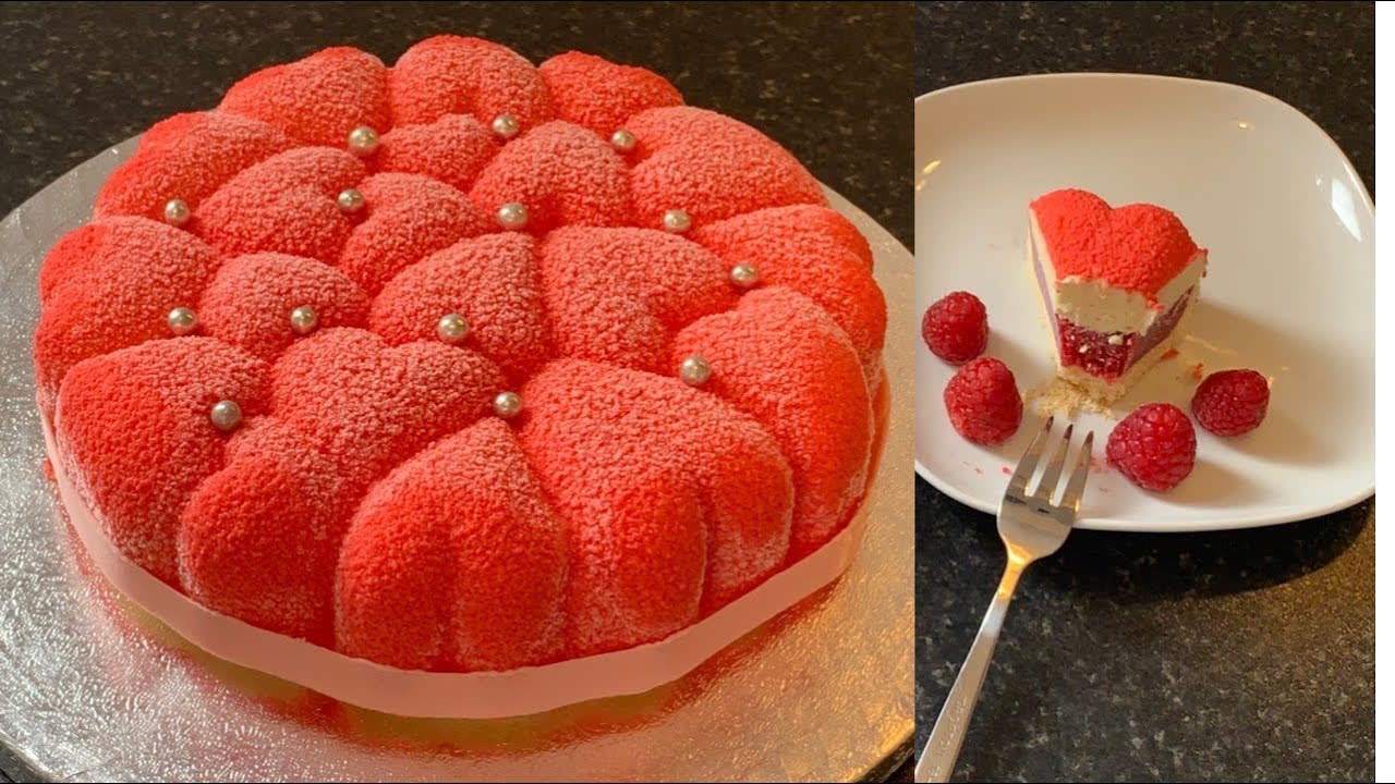 CHOCOLATE RASPBERRY CAKE / 3D ENTREMET CAKE, RED VELVET EFFECT / DESSERTFOOD