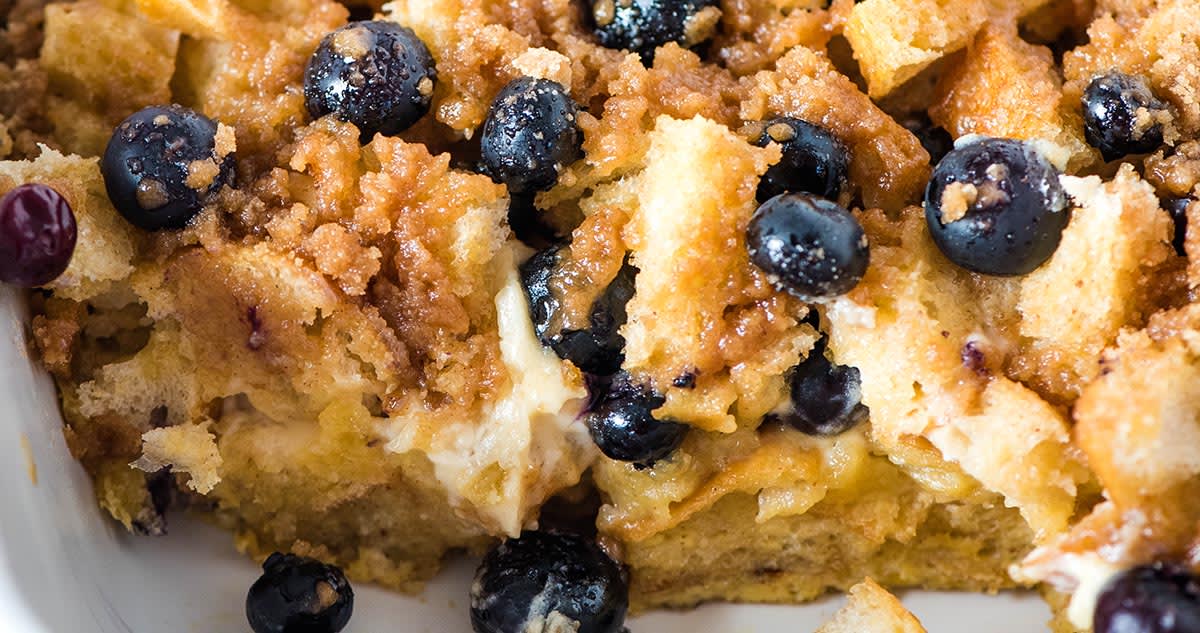 Blueberry French Toast Casserole with Cream Cheese