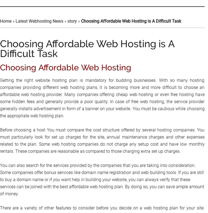 Choosing Affordable Web Hosting is A Difficult Task