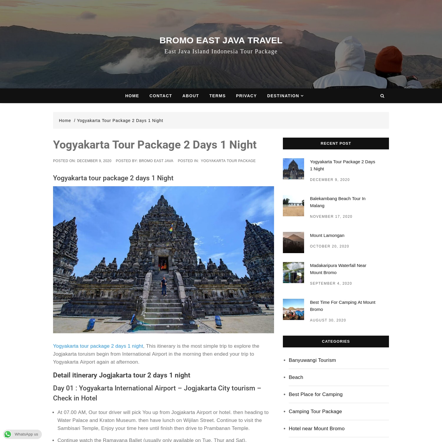 Yogyakarta tour package 2 days 1 night
