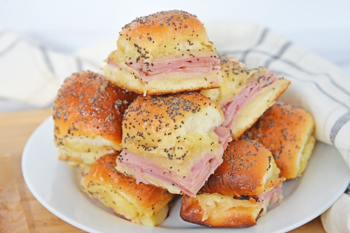 Baked Ham and Cheese Sliders (with Poppy Seed Butter Topping)