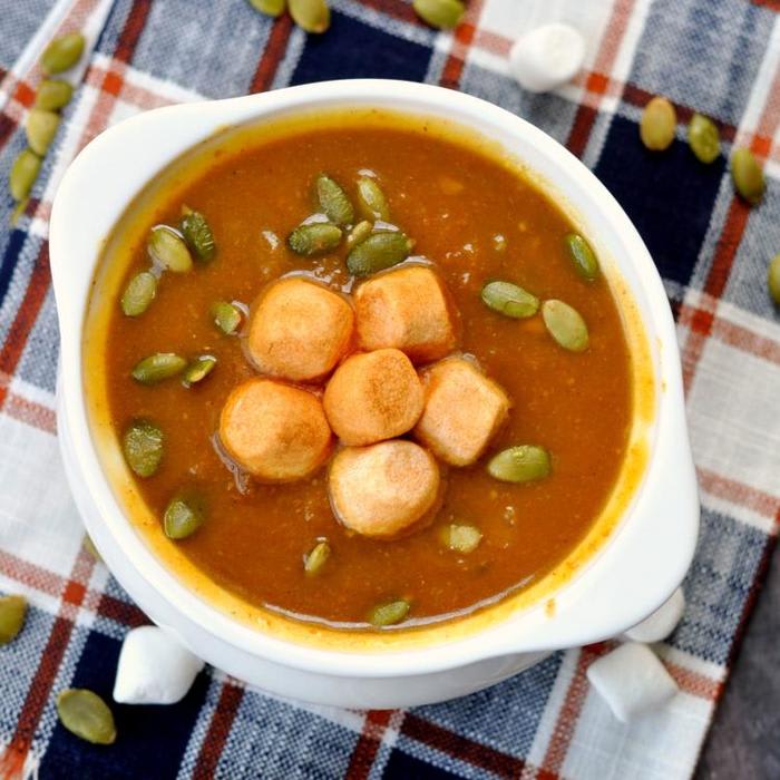 Pumpkin Soup with Cinnamon Marshmallows - TBT
