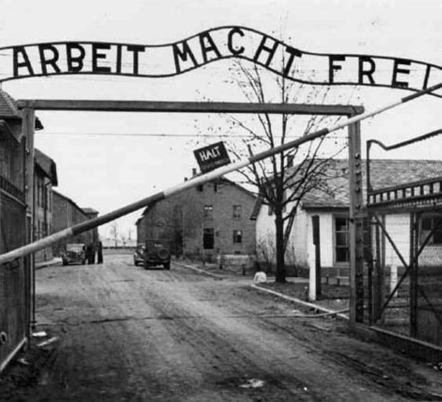 The infamous sign at the entrance of Auschwitz concentration camp. It ...