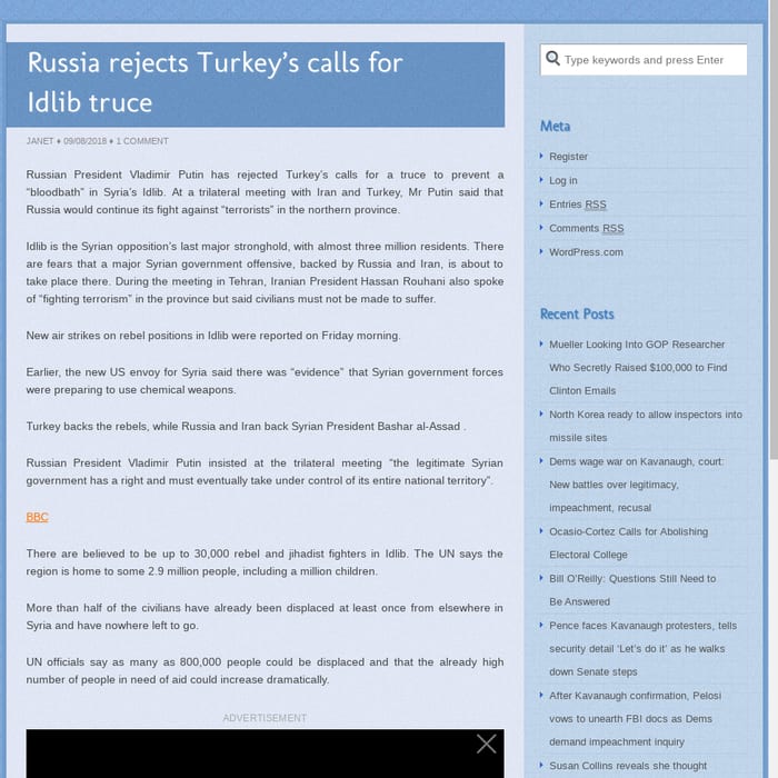 Russia rejects Turkey’s calls for Idlib truce