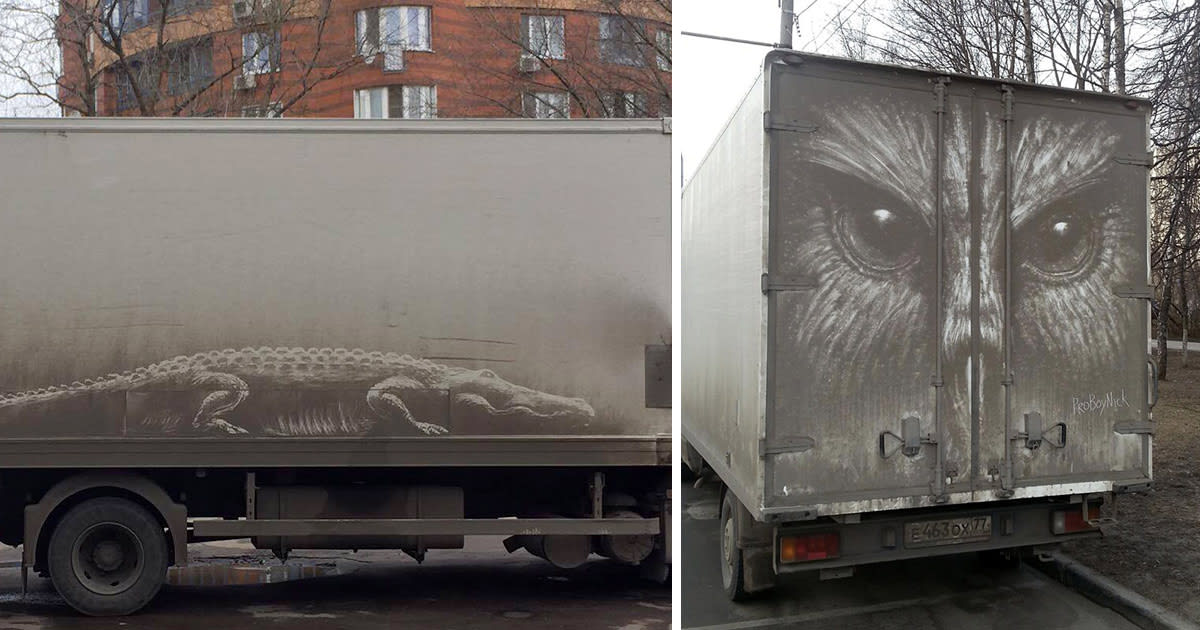 Animals Etched onto Dirty Cars by Illustrator Nikita Golubev