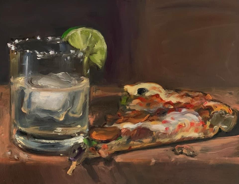 “Pizza & Tequila” oil painting by me