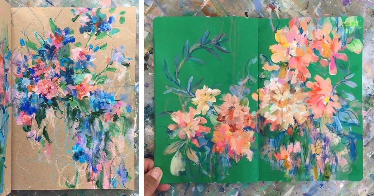 Artist Fills Her Sketchbook With Vibrant Floral Gardens That Bloom From Her Brush