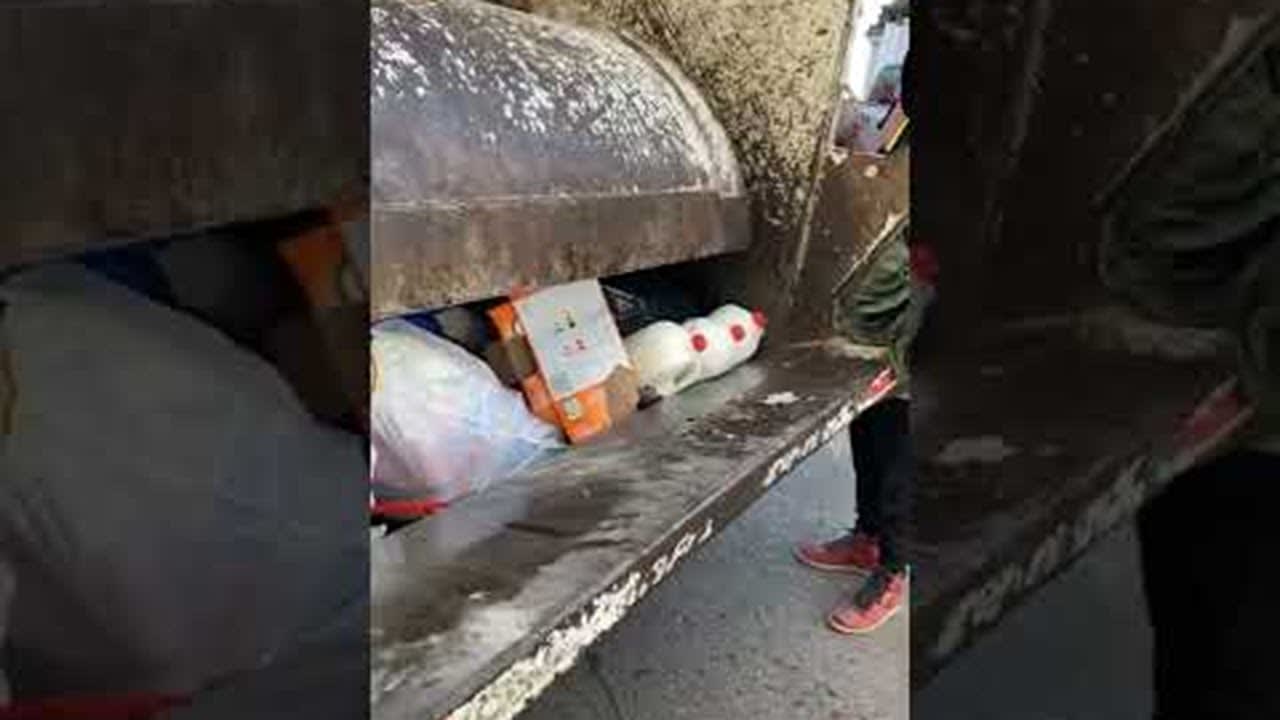 Garbage Men Crush Various Drinks Using Garbage Truck || ViralHog