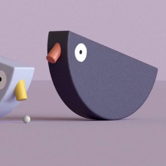 Children's Blocks Take the Form of Simplified Animals in Animations by Lucas Zanotto