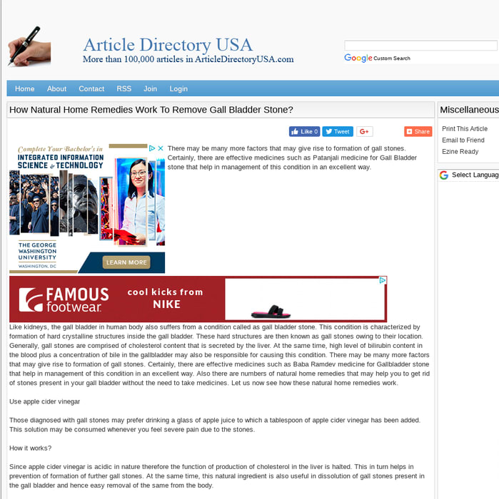 Article Directory USA :: How Natural Home Remedies Work To Remove Gall Bladder Stone?
