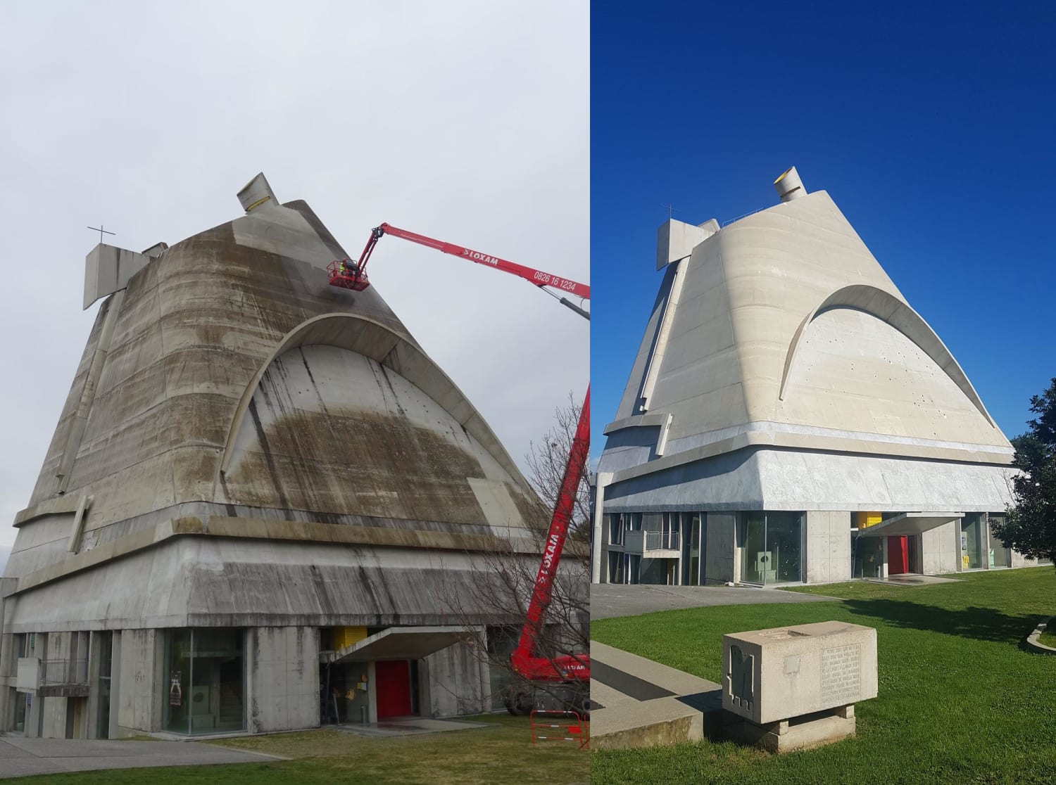 The St. Pierre Church in Firminy, France, by architect Le Corbusier, got it's first ever powerwash.