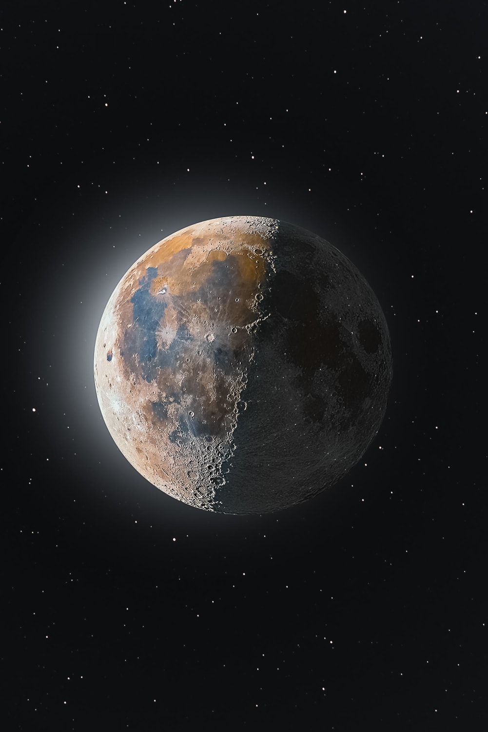 3D HDR Composite Moon image. I stayed up until 4am to shoot this!