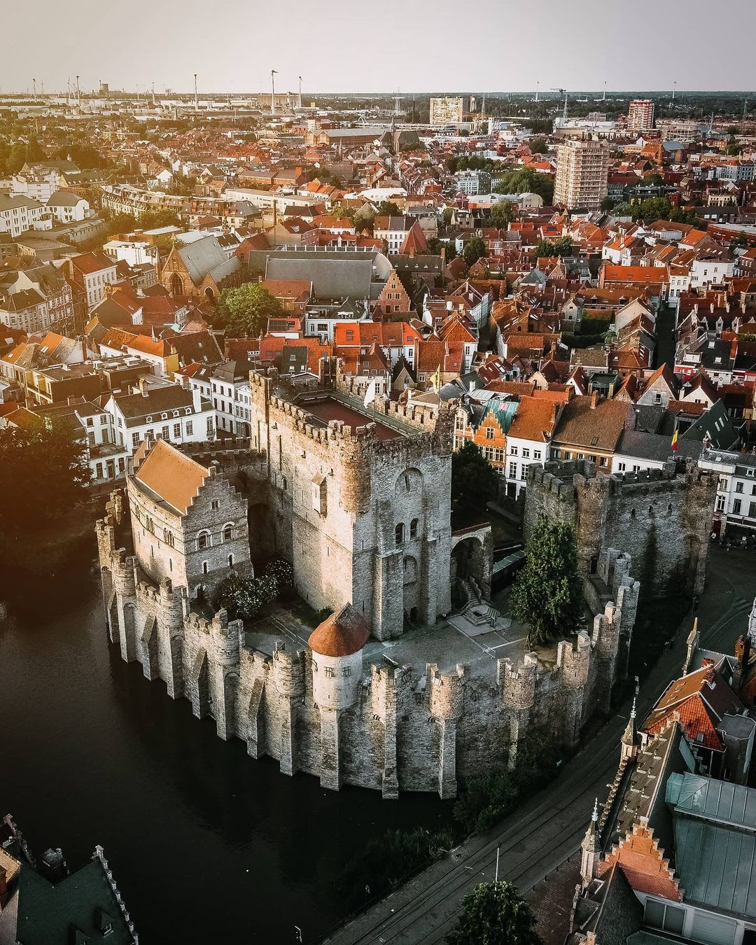 Gravensteen, a medieval castle that dates back to 1180 which was subsequently re-purposed as a court, prison, mint, cotton factory and now a museum located in the historic city center of Ghent, East Flanders, Belgium.