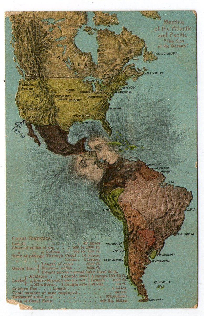 "The Kiss of the Oceans," US Postcard from around 1912-1915.