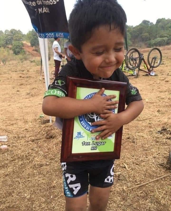 This little fella after winning first place in a bike tournament.